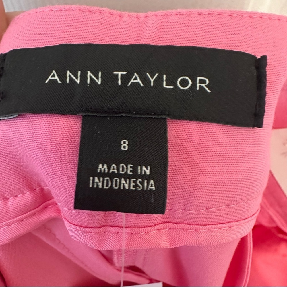 Ann Taylor Pant Trouser Pink High Rise Button Kick Crop Size 8 - Picture 5 of 7